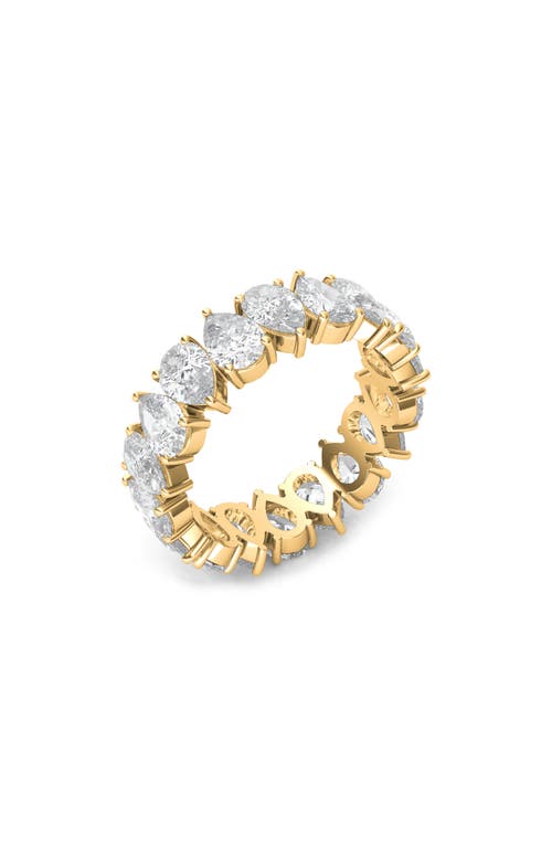 HauteCarat Alternating Pear Lab Created Diamond Eternity Ring in 18K Yellow Gold