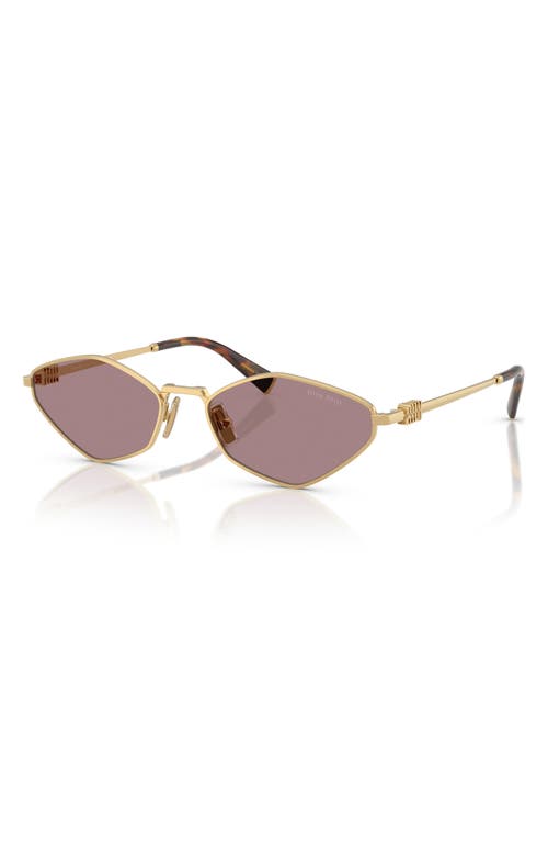 Miu Miu Metal Geometric Oval Sunglasses In Lite Brown