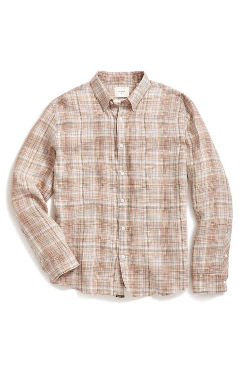 Billy Reid Wilson Line Plaid Linen Button-Up Shirt British Khaki/Silver at Nordstrom,