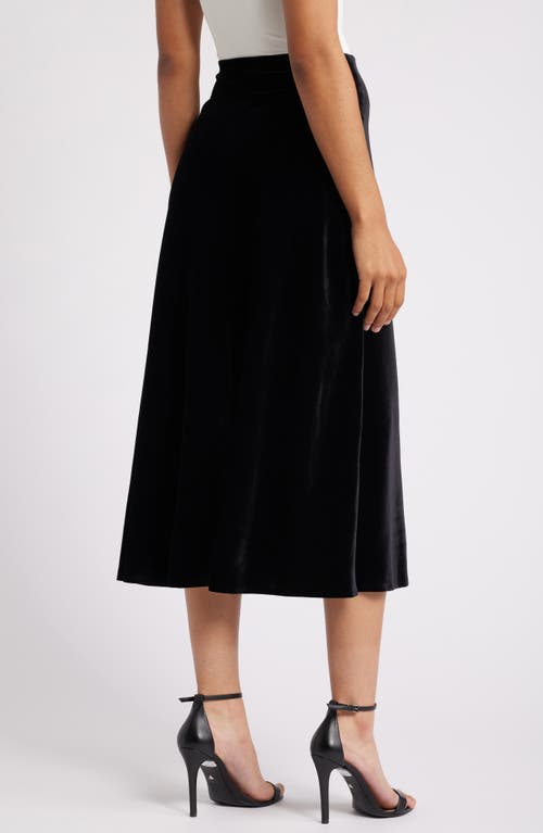 Shop Anne Klein A-line Stretch Velvet Skirt In Anne Black