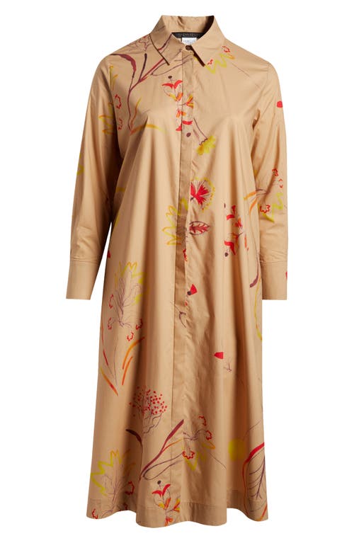 Shop Marina Rinaldi Uta Long Sleeve Shirtdress In Camel