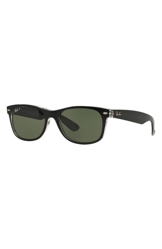 Shop Ray Ban Ray-ban New Wayfarer 55mm Rectangular Sunglasses In Transparent Black