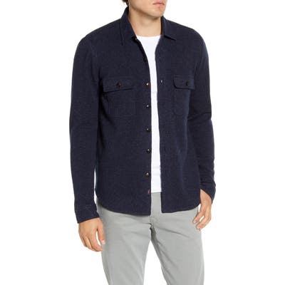 Faherty Regular Fit Button-Up Wool Sweater Shirt Jacket, Blue