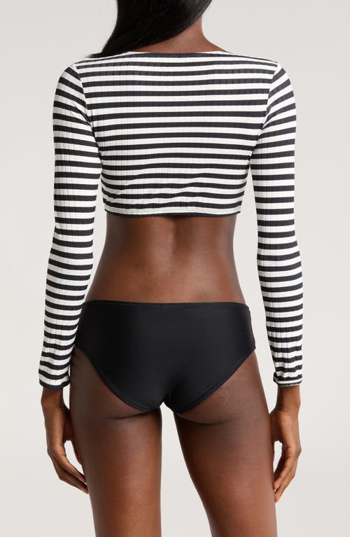 Solid & Striped The Rashguard Swim Top In Blackout X Marshmallow