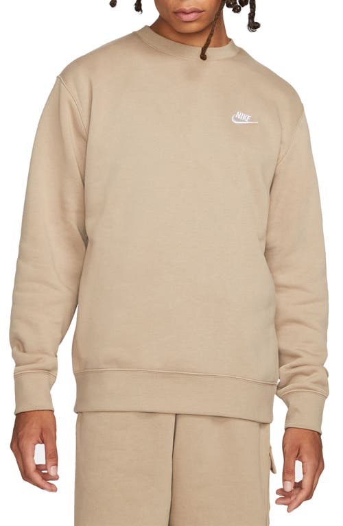 Shop Nike Club Crewneck Sweatshirt In Khaki/white