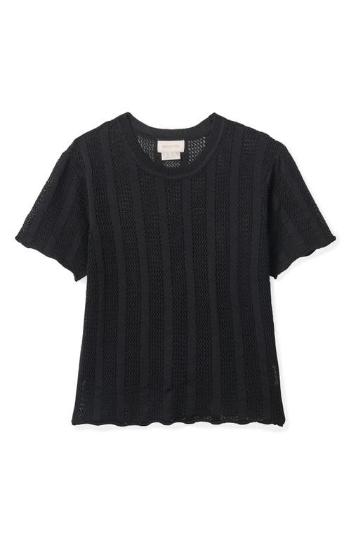 Brixton Sheer Stripe Top In Black