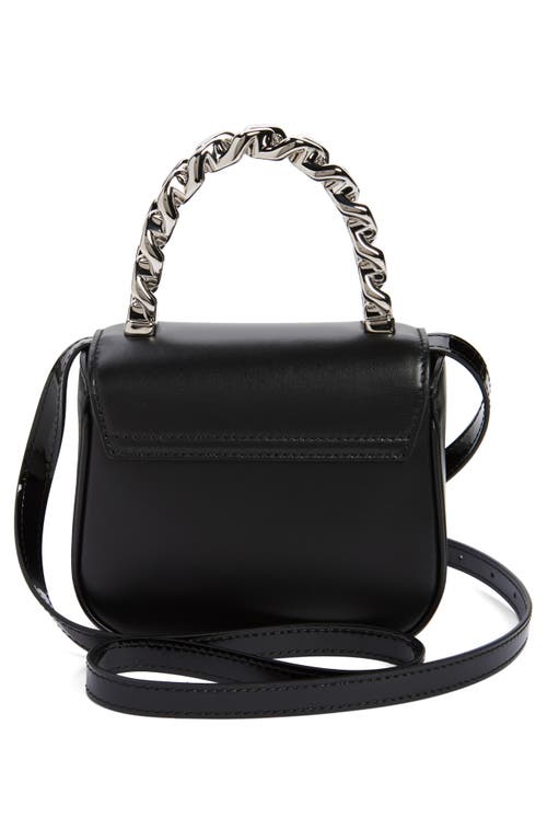 Shop Versace Mini La Medusa Crystal Embellished Leather Top Handle Bag In Black-palladium