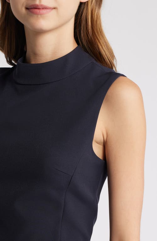 French Connection Echo Sleeveless Mock Neck Dress In Navy