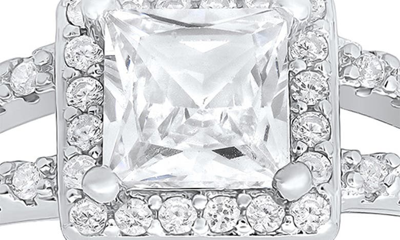 Shop Queen Jewels Princess Cut Halo Cubic Zirconia Ring In Silver