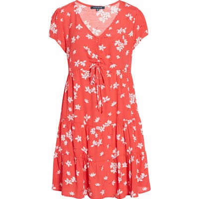 Kirious Floral Print Minidress, Red