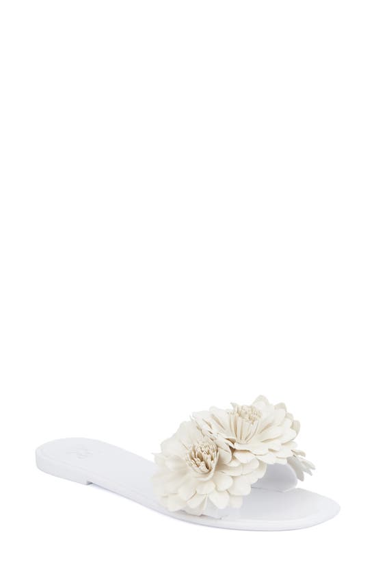 New York And Company Anella 3d Flower Slide Sandal In White