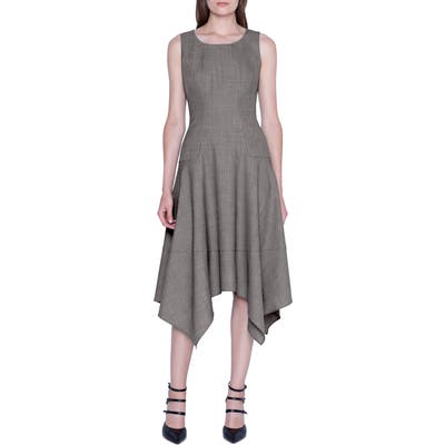 Akris Sharkbite Hem Sleeveless Wool Dress, Grey