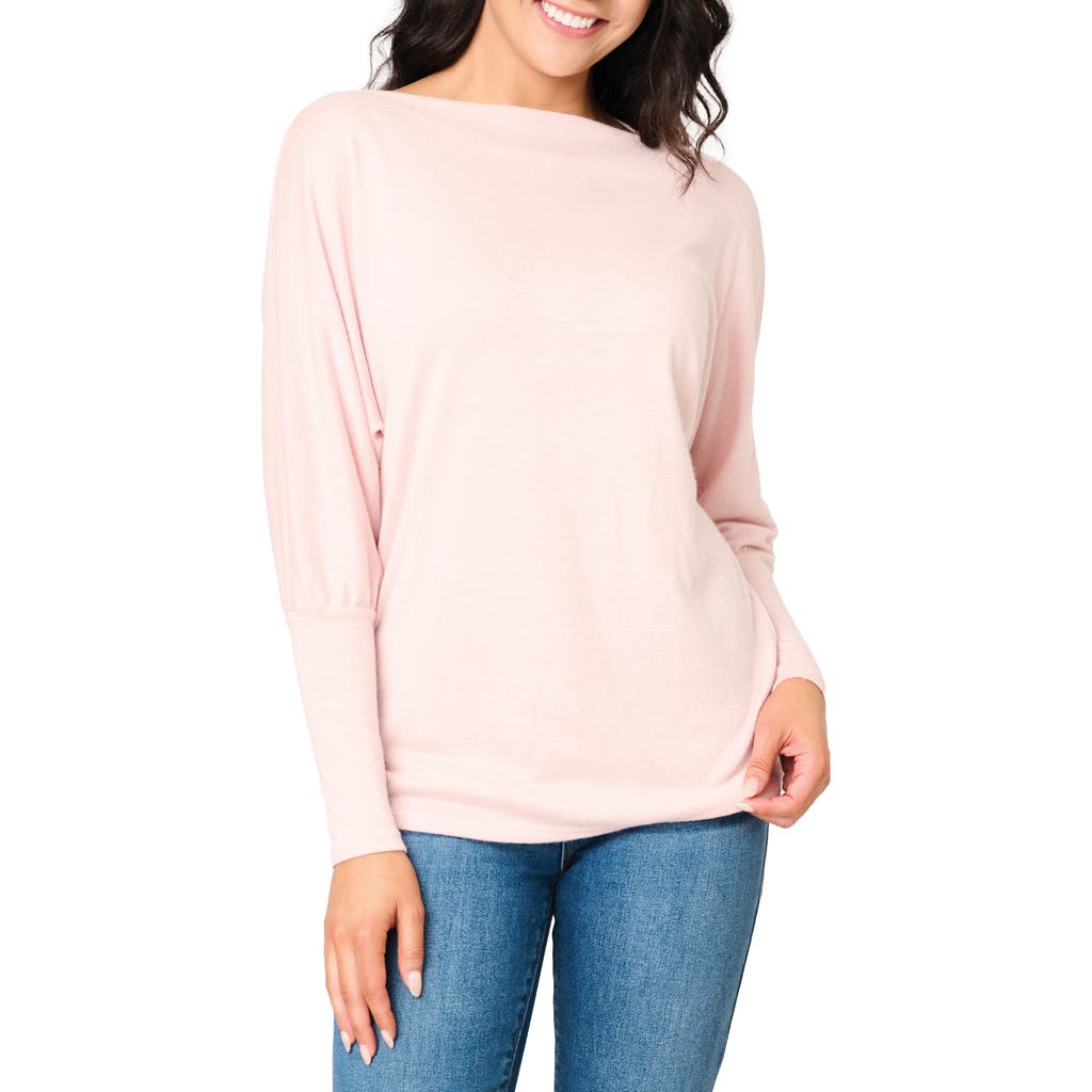 Gibsonlook Slouchy Luxe Boatneck Top In Pink Smoke