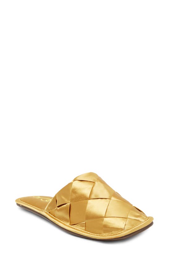 Sam Edelman Rhys Woven Satin Mule In Golden Yellow Satin