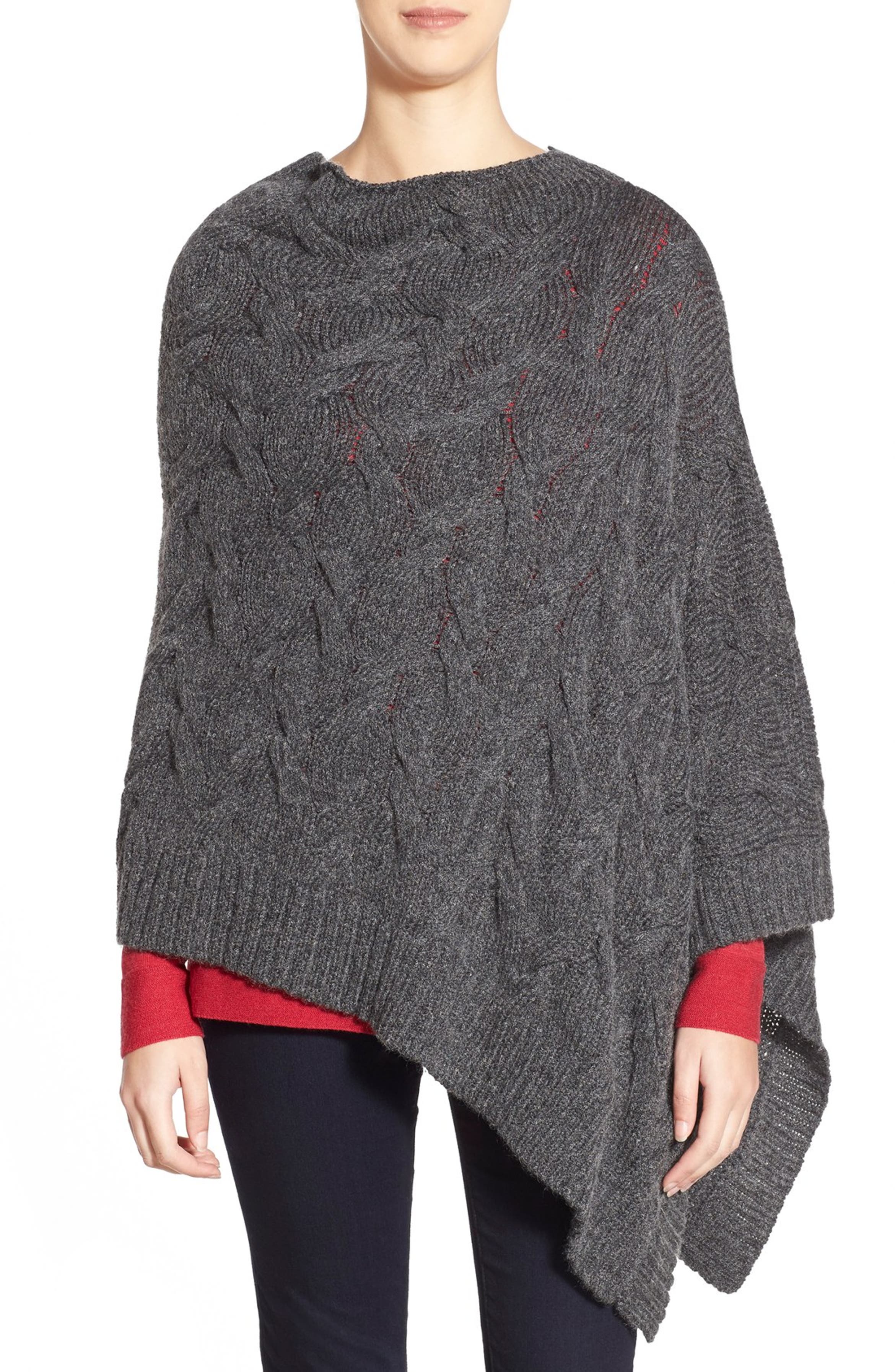 Eileen Fisher Funnel Neck Cable Knit Poncho | Nordstrom