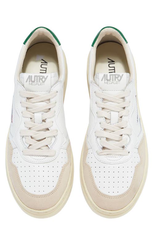 Shop Autry Medalist Low Sneaker In White W/green