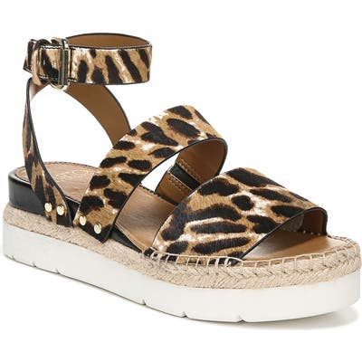 Franco Sarto Calvin Genuine Calf Hair Wedge Sandal- Brown