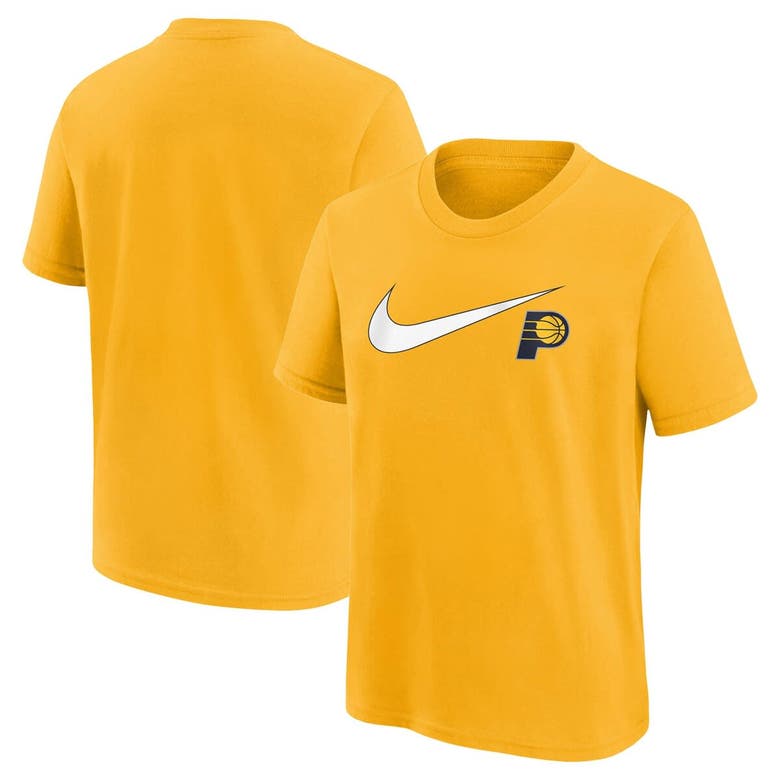 Shop Nike Youth  Gold Indiana Pacers Swoosh T-shirt