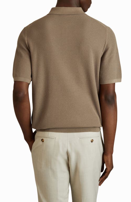 Shop Reiss Ivor Textured Half Zip Polo Sweater In Camel