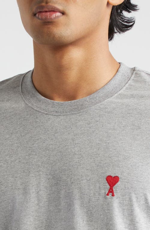 Shop Ami Alexandre Mattiussi Ami De Coeur Embroidered Organic Cotton T-shirt In Heather Grey