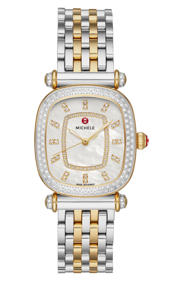 Michele Caber Isle Diamond Dial Diamond Two Tone Watch Head Bracelet 32mm Nordstrom