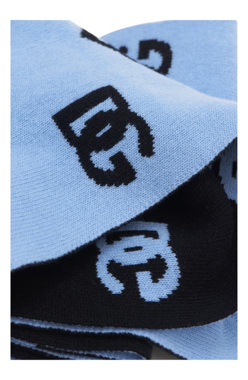 Dolce & Gabbana Wool Scarf With Jacquard Dg Logo In B0143 Very Light Blue