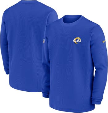 Men's Nike Royal Los Angeles Rams 2023 Sideline Throwback Heavy Brushed Waffle Long Sleeve Top Size: Small