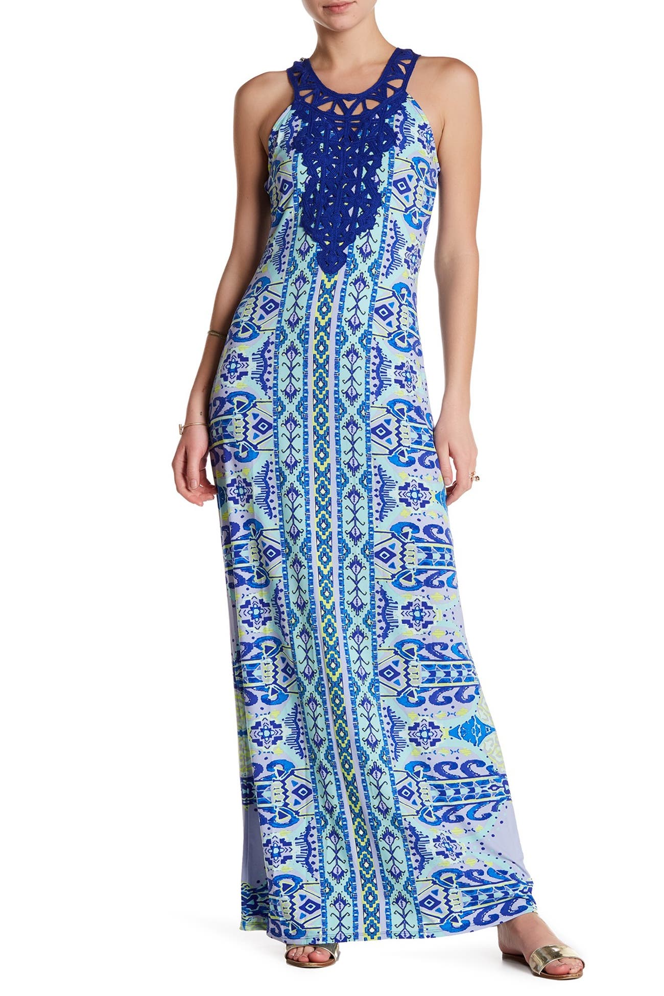 Hale Bob | Halter Print Embroidered Woven Maxi Dress | Nordstrom Rack