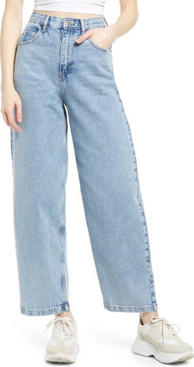 Washed Grey Baggy Long Leg Extreme Wide Leg Jeans