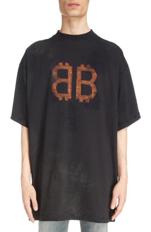 Balenciaga Crypto Logo Oversize Graphic T-Shirt Washed Black at Nordstrom,