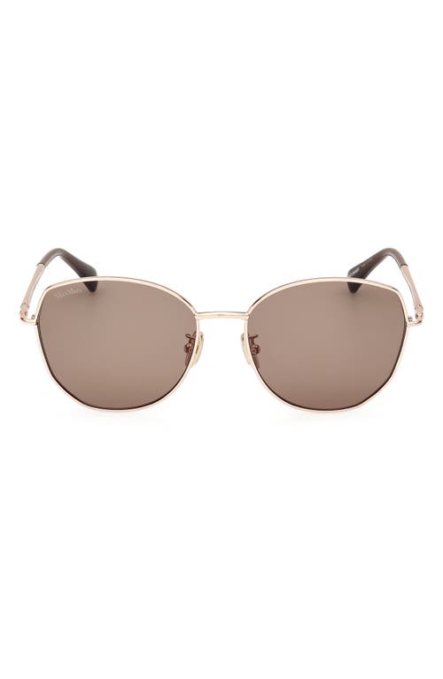 Shop Max Mara 58mm Round Sunglasses In Gold/brown