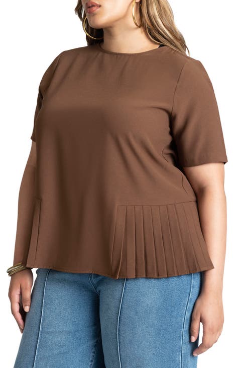Sofia Jeans Women's Plus Size Peplum Top with Bell Sleeves, Sizes 1X-5X