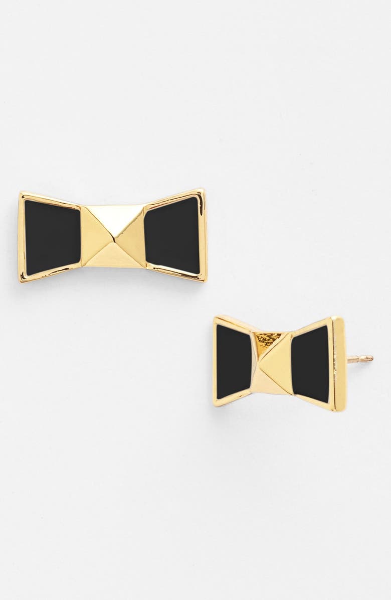 KATE SPADE NEW YORK 'locked in' bow stud earrings, Main, color, 001