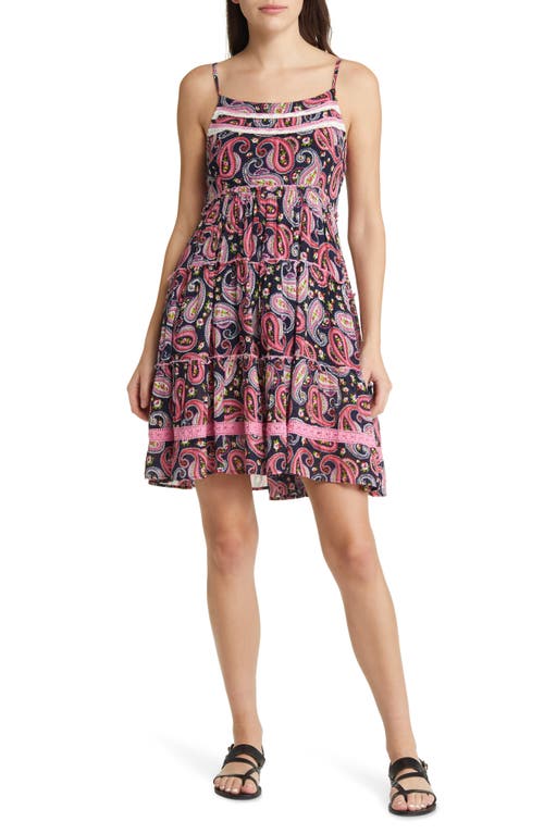 BAROK PARIS Paisley Tank A-Line Dress in Navy