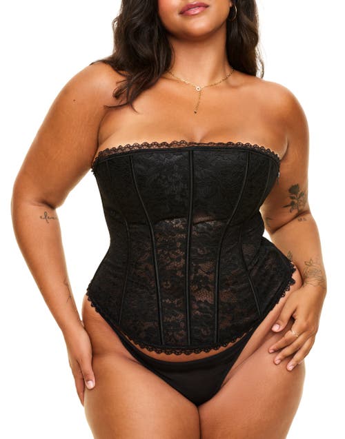 Shop Adore Me Hailey Lined Corset & G-string Set In Black