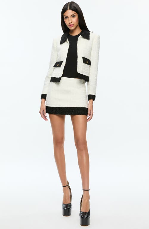 Shop Alice And Olivia Alice + Olivia Topher Metallic Tweed Jacket In Off White/black