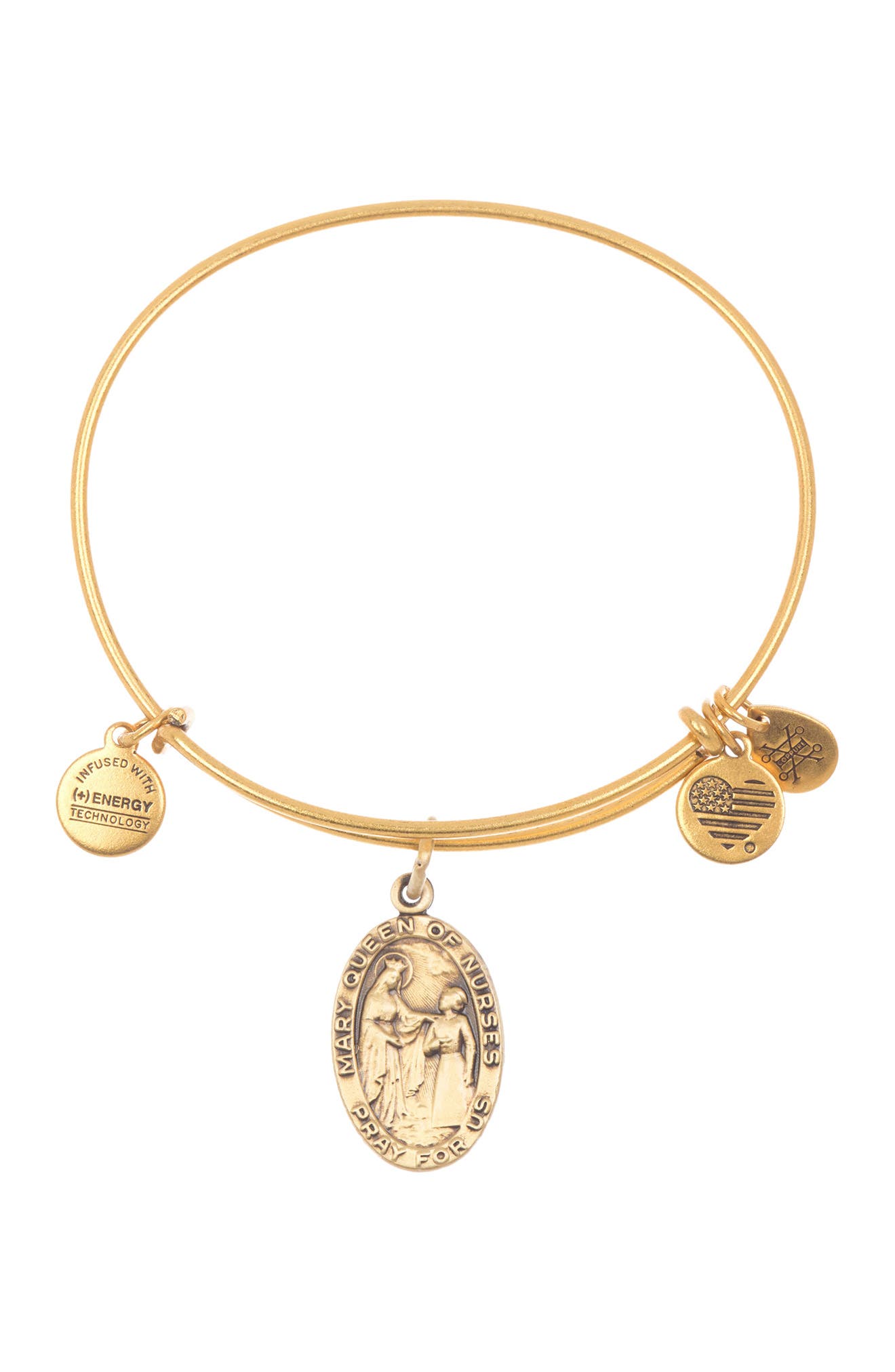 Alex And Ani Mary, Queen Of Nurses Charm Bangle Bracelet In Gold