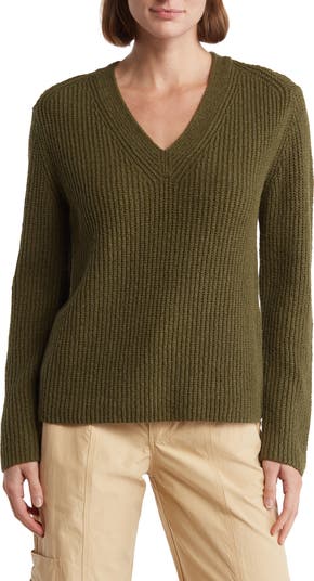 V neck shaker sweater on sale