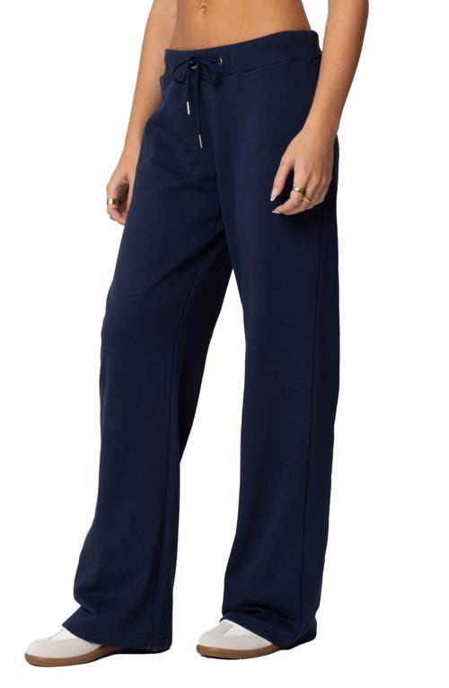 Shop Edikted Quinn Straight Leg Sweatpants In Navy