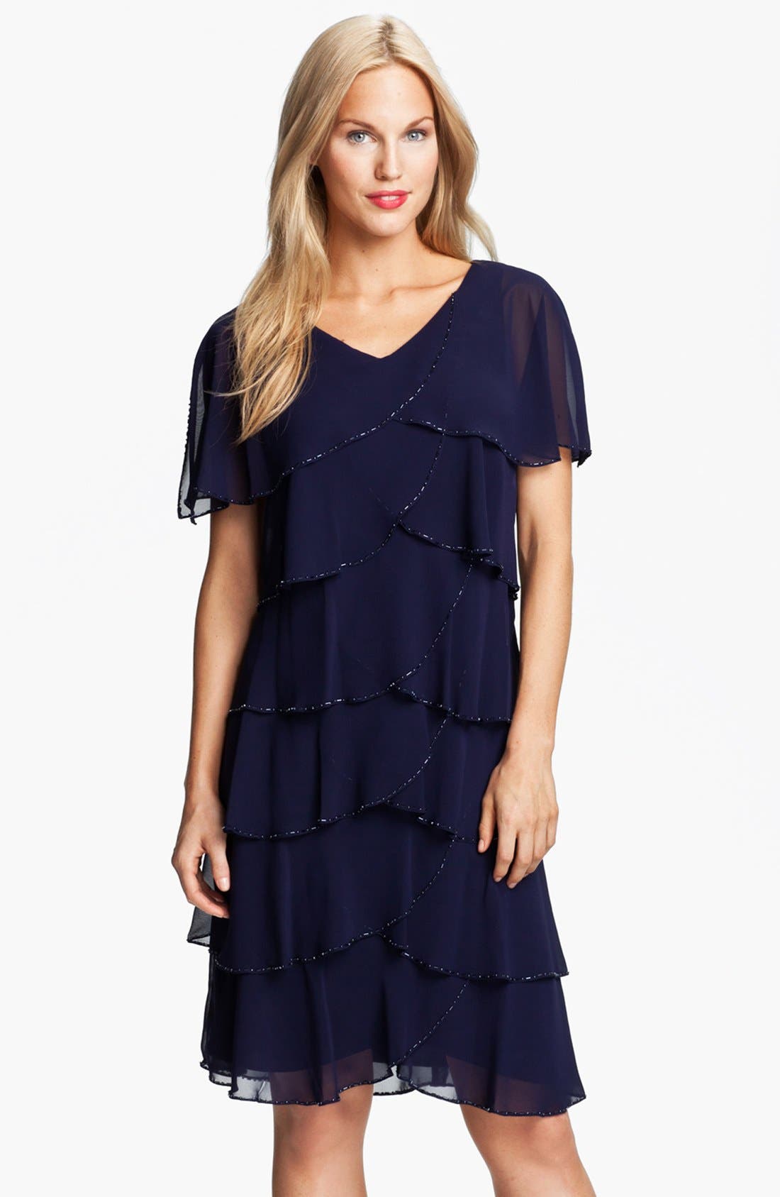 Patra Beaded Edge Layered Chiffon Dress Nordstrom