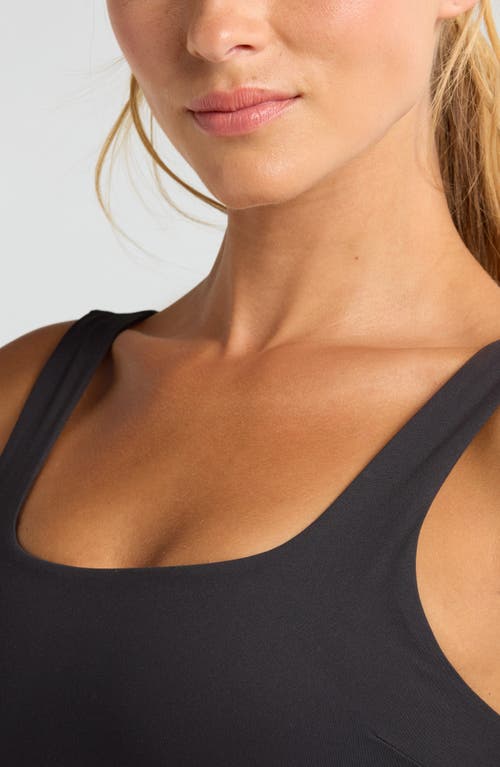 Shop Zella Luxe Lite Squared Up Sports Bra In Black