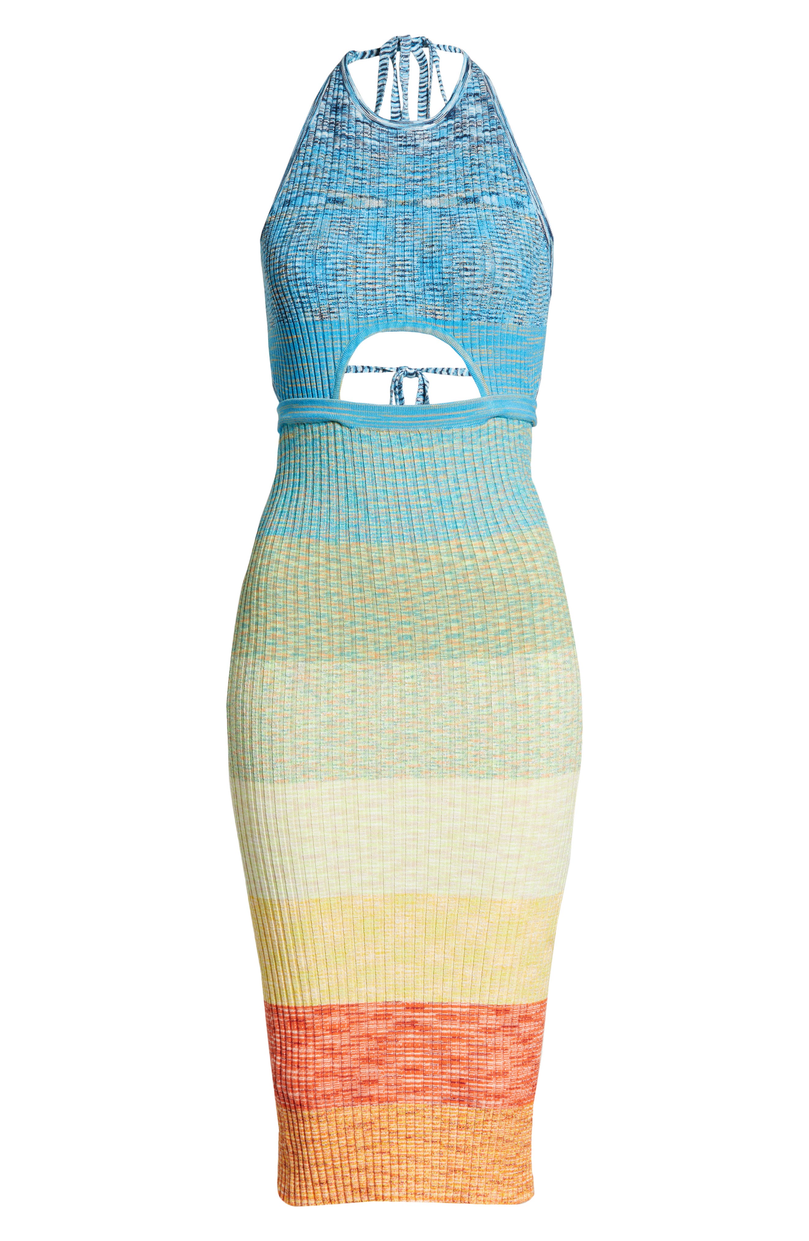 STAUD Edesia Rainbow Rib Halter Dress 