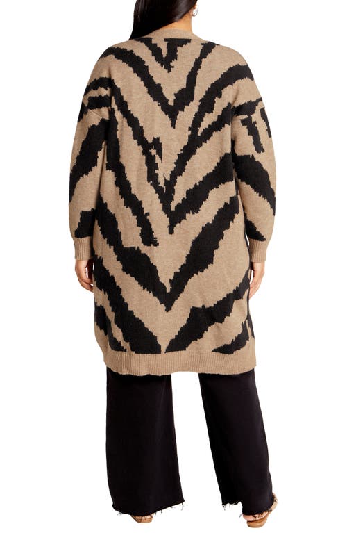 Shop City Chic Earn Your Stripes Cardigan In Black/ivory