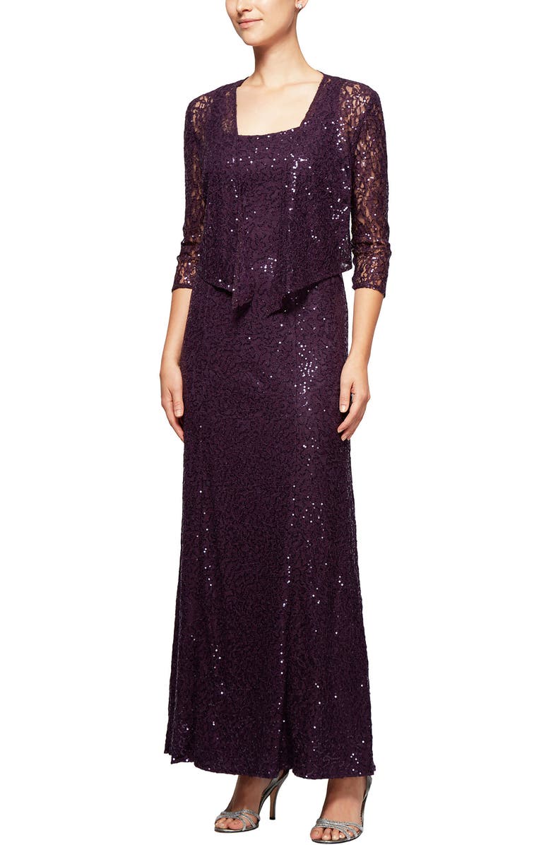 Alex Evenings Sequin Lace Long Dress with Jacket | Nordstrom