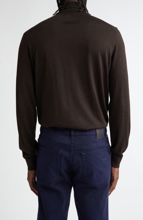 Zegna Cashmere & Silk Turtleneck Sweater In Dark Brown