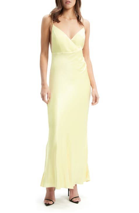 Yellow Silk Bardot Maxi Dress