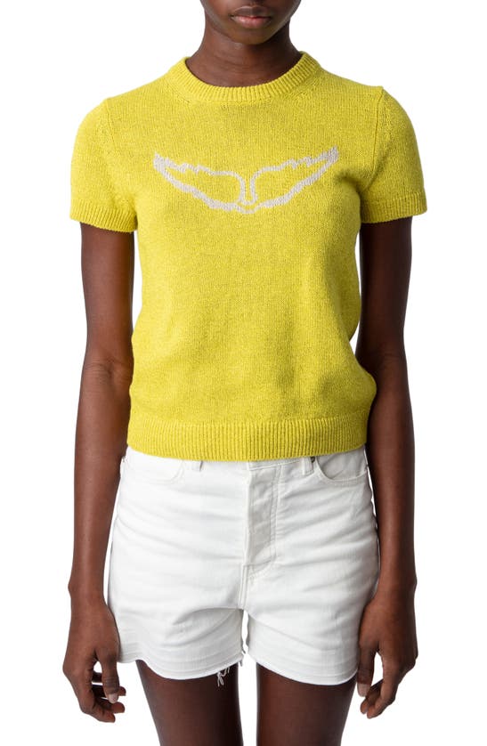 Zadig & Voltaire Sorly Li Wings Short Sleeve Sweater In Cedra