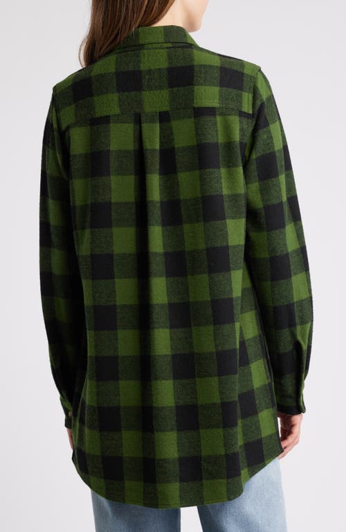 Shop Beachlunchlounge Tyler Flannel Tunic Shirt In Bronze Green