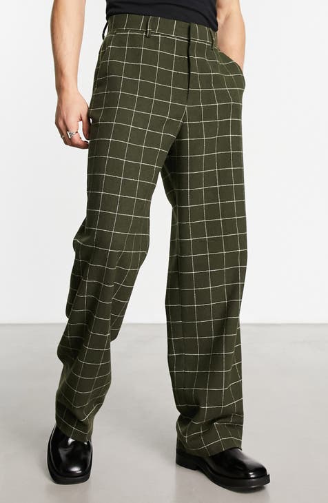 High Waist Windowpane Smart Trousers