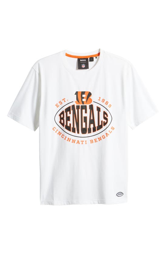 Hugo Boss Boss X Nfl Stretch Cotton Graphic T-shirt In Cincinnati Bengals White